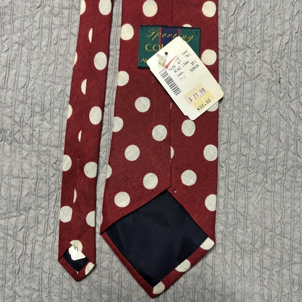 Alexander Julian Colours Burgundy Polka Dot Silk Tie Mens Vintage Red White